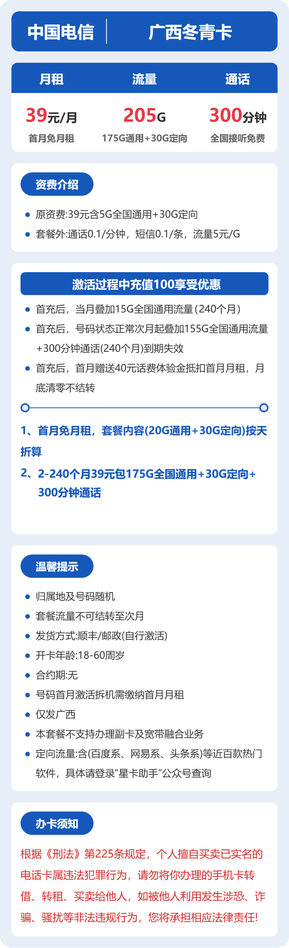 图片[2]-2026年5月广西冬青卡深度测评：39元享205G流量+300分钟通话，首充100元解锁240个月长期优惠（附资费拆解+避坑指南）-小韩聊卡 - 移动联通电信流量卡办理申请 | 2026 正规手机卡套餐推荐 | 高性价比