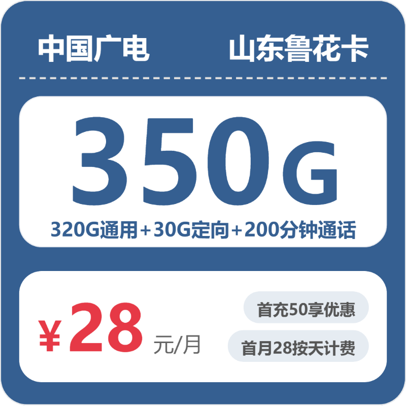 2026年山东广电鲁花卡实测：28元350G流量值不值得办？
