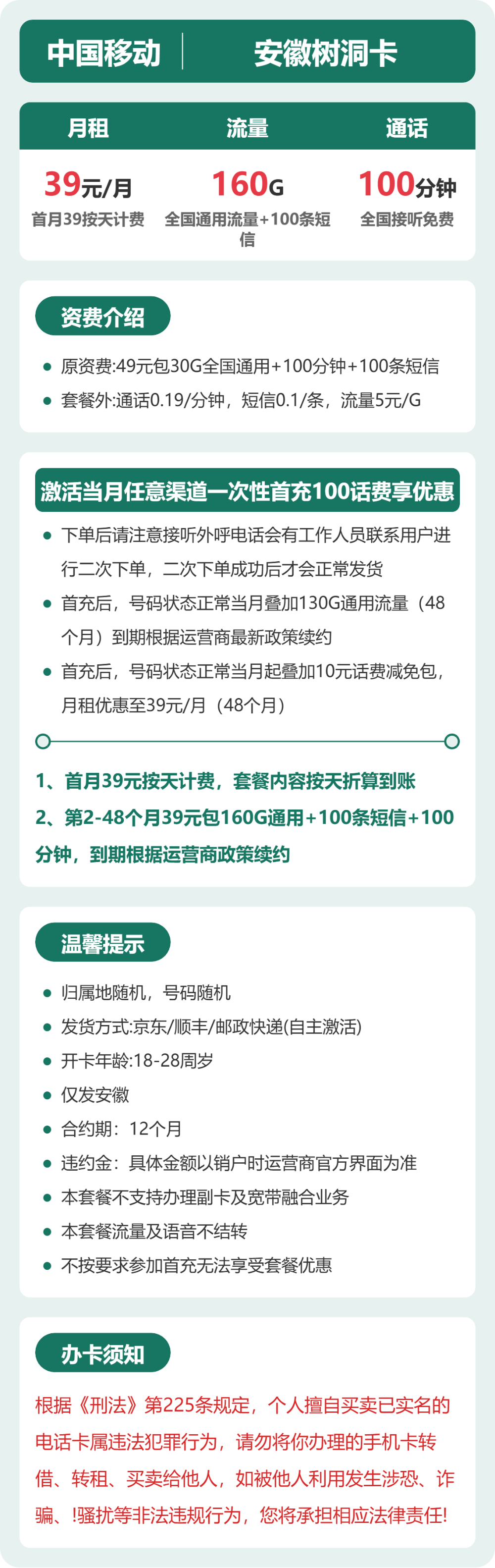 安徽树洞卡套餐海报