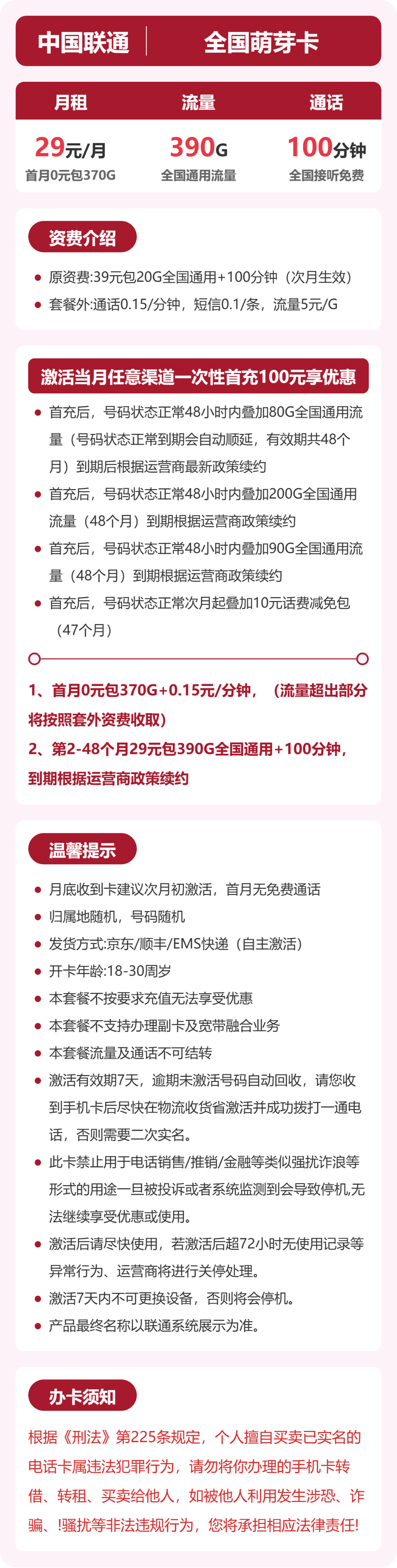 全国萌芽卡套餐海报