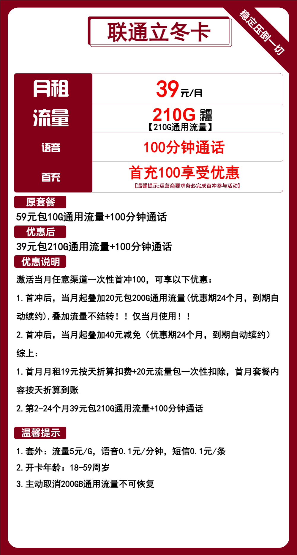 联通卡39元/月：210G全国通用流量 100分钟通话，正规长期套餐大流量手机卡申请（办卡指南）