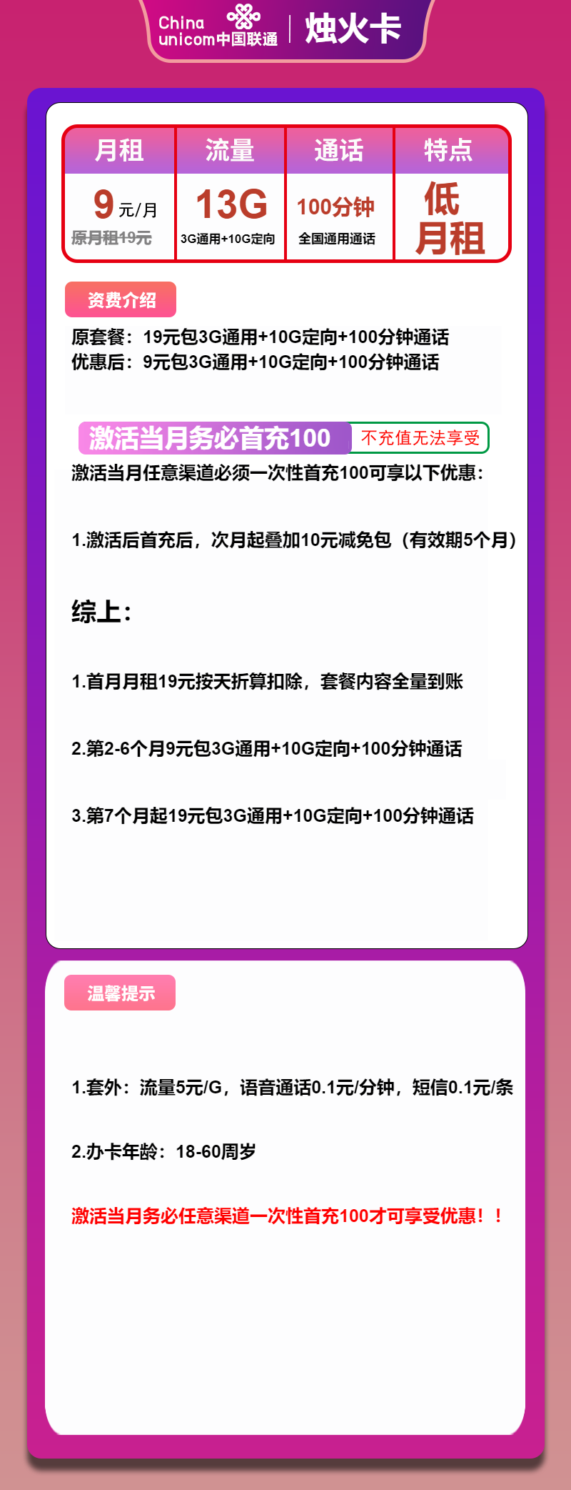 图片[1]-号卡办理-联通烛火卡-9元包3G通用+10G定向+100分钟-小可网络科技-号卡极团-号卡联盟